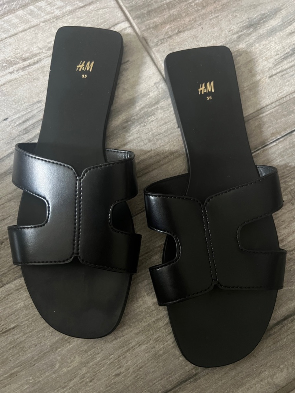 H&M Black Cutout Slide Sandals